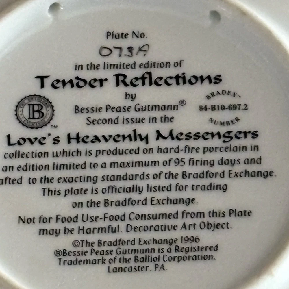 Tender Reflections Heart-Shaped Cherub Decorative Trinket Dish Numbered Series